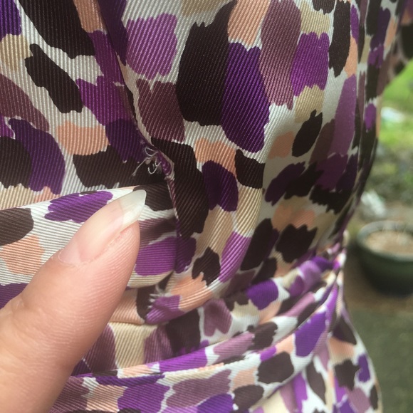 Kate Spade Aubrey Purple/White/Peach/Tan Wrap Silk Dress with Sash - Size 2. - Picture 12 of 17
